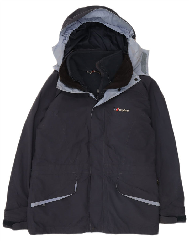 BERGHAUS Женская ветровка оверсайз с капюшоном UK 12 Средний Темно-Синий