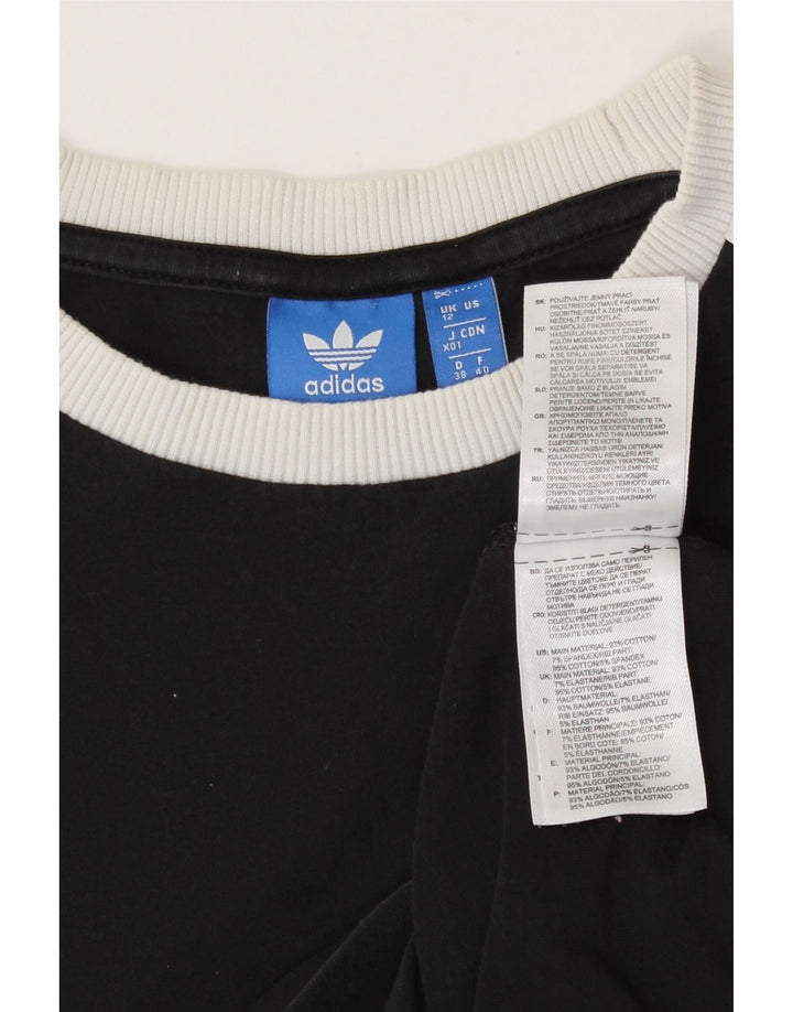 Женский топ Adidas с длинным рукавом UK 12, средний черный хлопок, черный