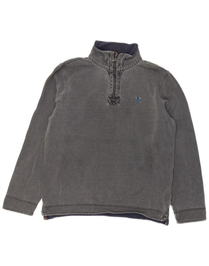 Crew Clothing Мужской свитшот с воротником на молнии, джемпер среднего серого цвета, хлопок