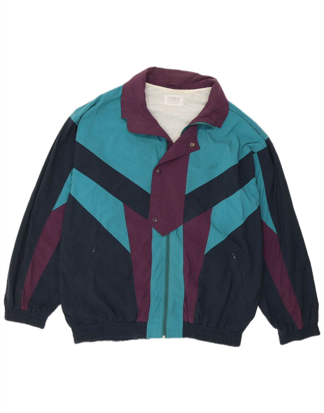 ETIREL Мужской спортивный костюм свободного покроя, верхняя куртка IT 50, средний синий цвет с цветными блоками