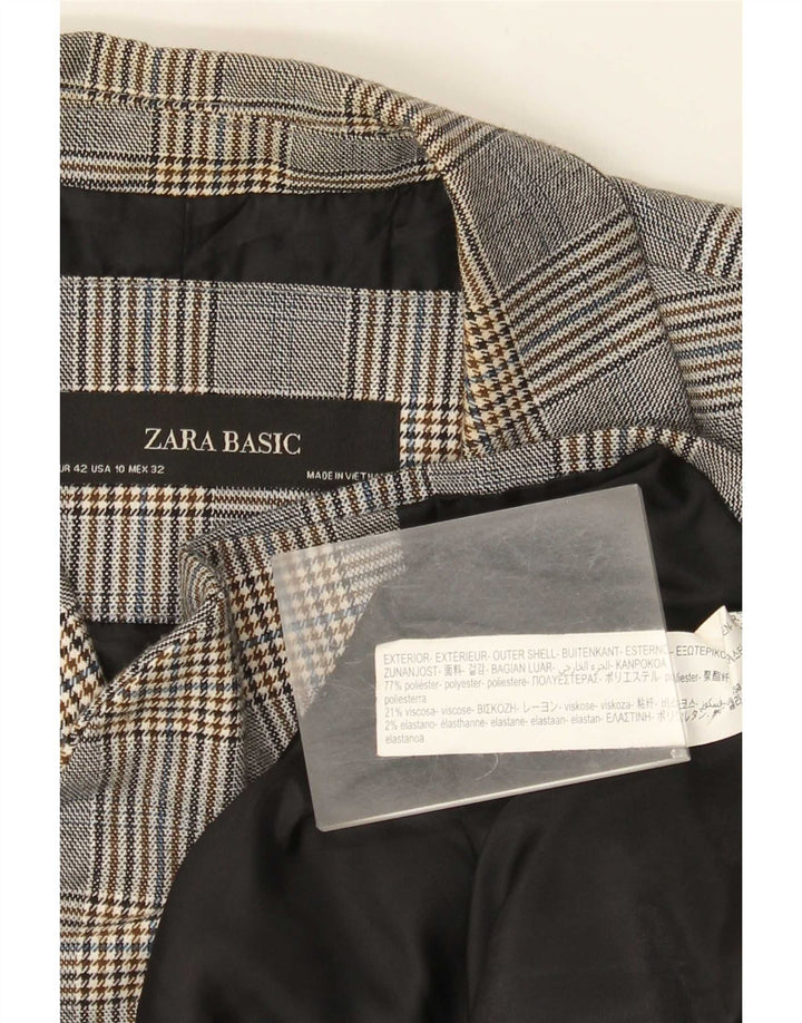Женский пиджак на 1 пуговице Zara EU 42, большой серый полиэстер в клетку