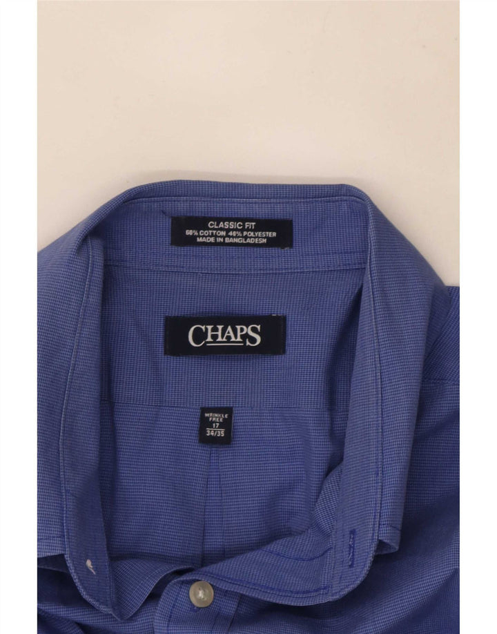 Мужская рубашка классического кроя Chaps, размер 17 XL, синяя, хлопок с узором «гусиные лапки»