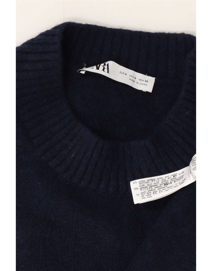 Женский свободный джемпер с круглым вырезом Zara UK 10, маленький темно-синий