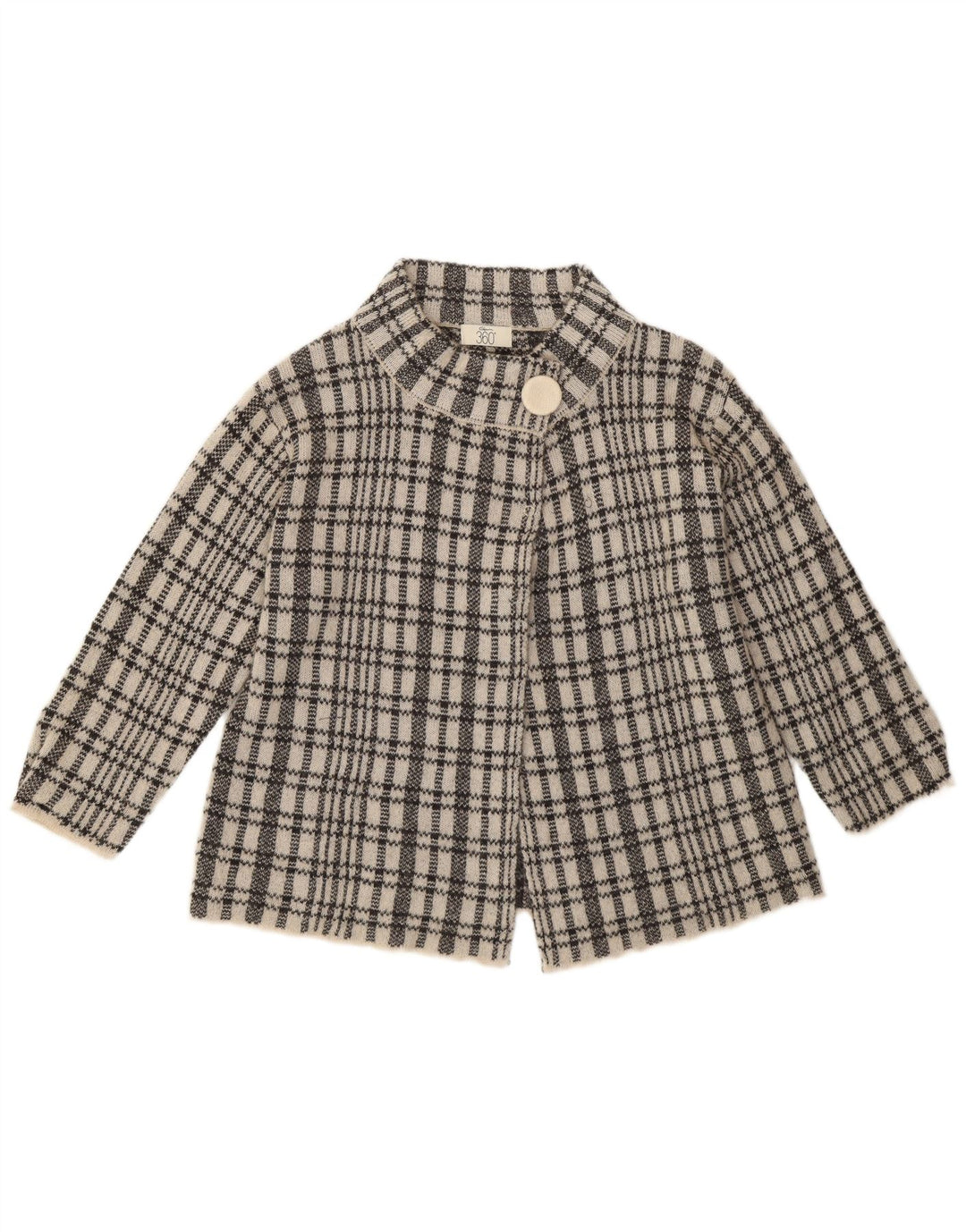 Винтажный женский кардиган с рукавом 3/4, Великобритания, 12, средний синий в клетку