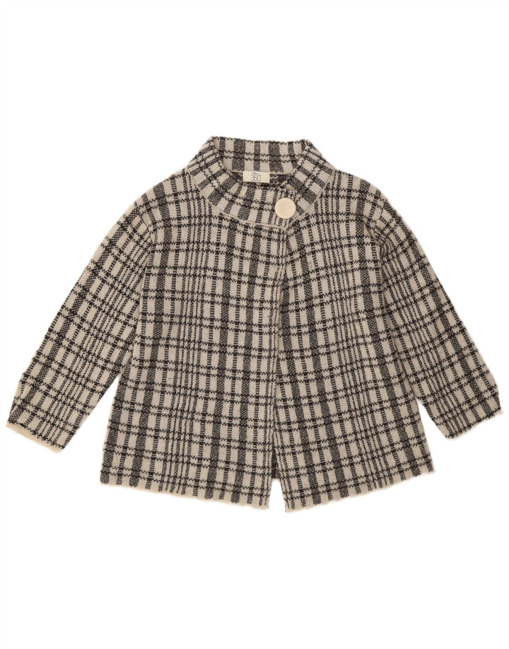 Винтажный женский кардиган с рукавом 3/4, Великобритания, 12, средний синий в клетку