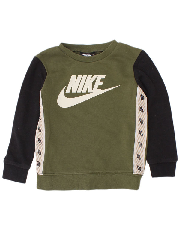 Джемпер с рисунком Nike для мальчиков 2–3 лет, зеленый хлопок с цветными блоками