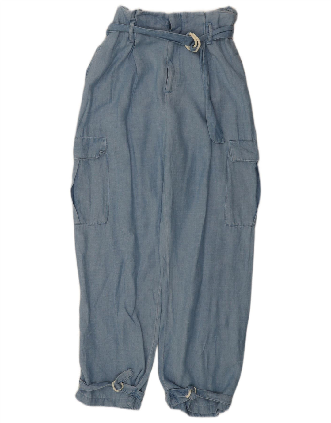 Женские брюки карго свободного покроя с завышенной талией ZARA, маленькие W26 L26, синие