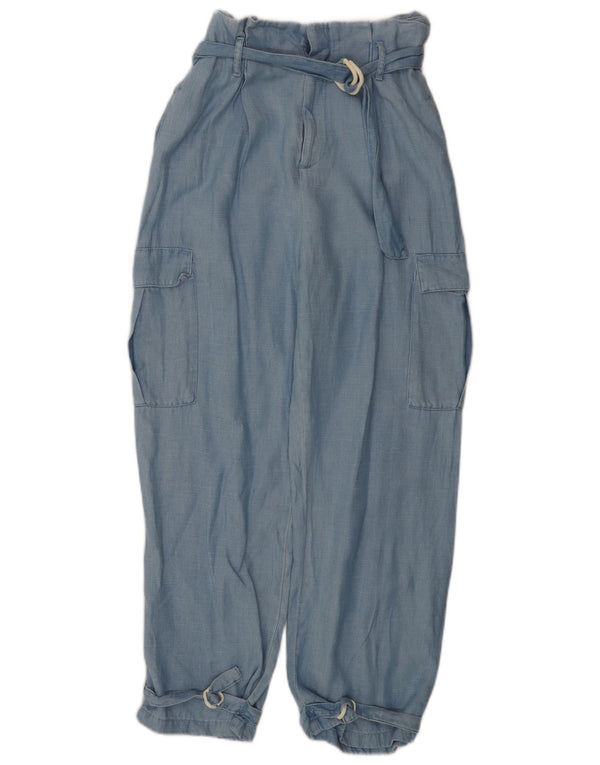 Женские брюки карго свободного покроя с завышенной талией ZARA, маленькие W26 L26, синие