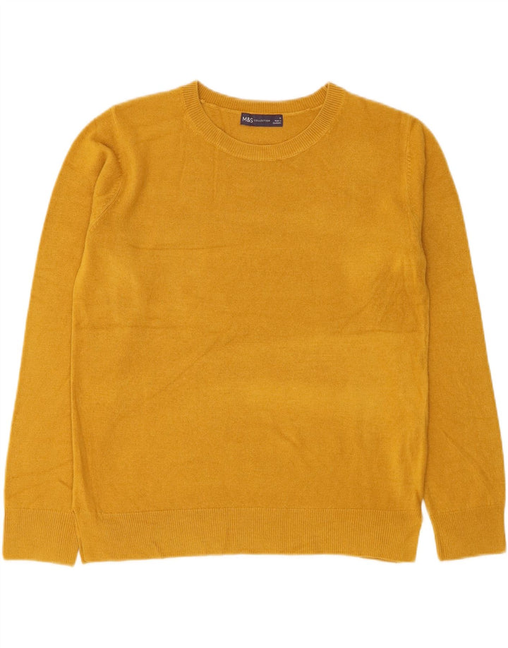 MARKS & SPENCER Womens Crop Crew Neck Jumper Sweater UK 12 Medium Yellow Vintage Marks & Spencer and Second-Hand Marks & Spencer from Messina Hembry 