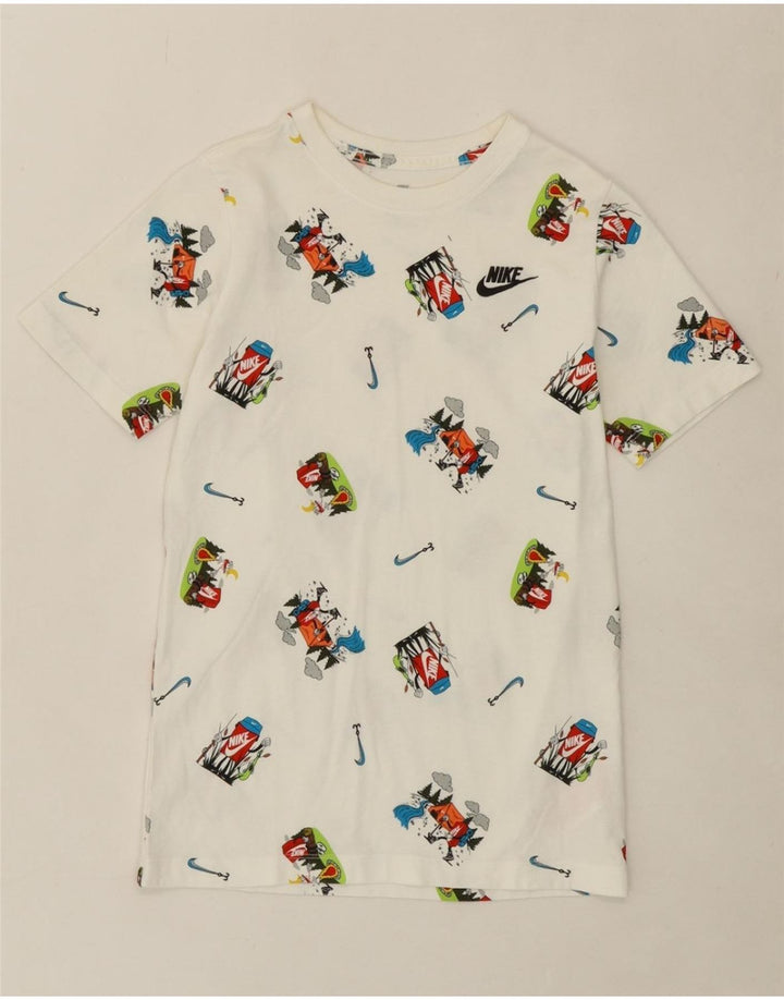 NIKE Boys Abstract Pattern Graphic T-Shirt Top 12-13 Years Large Off White Vintage Nike and Second-Hand Nike from Messina Hembry 