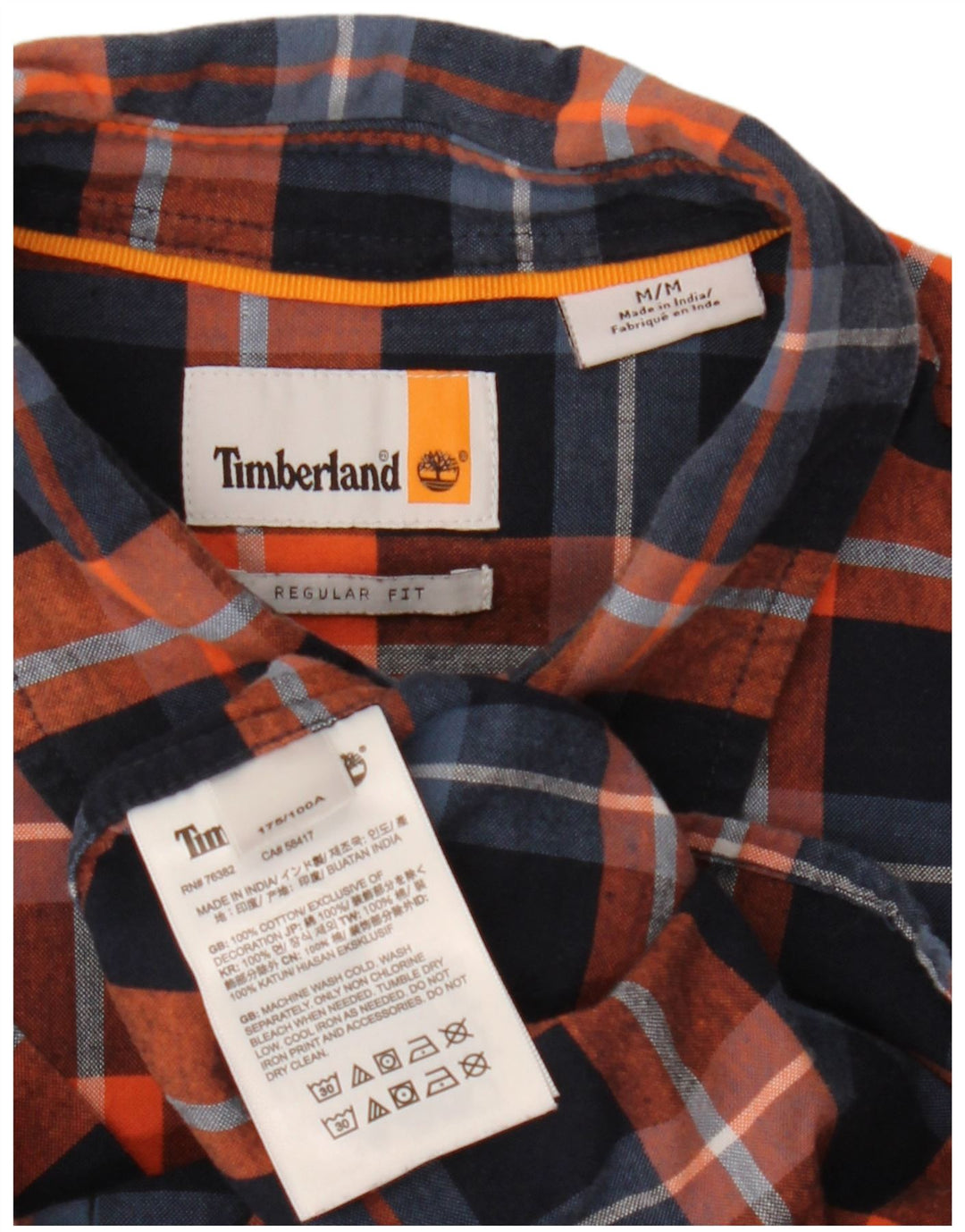 Мужская рубашка стандартного кроя с коротким рукавом Timberland, темно-синяя клетка среднего размера