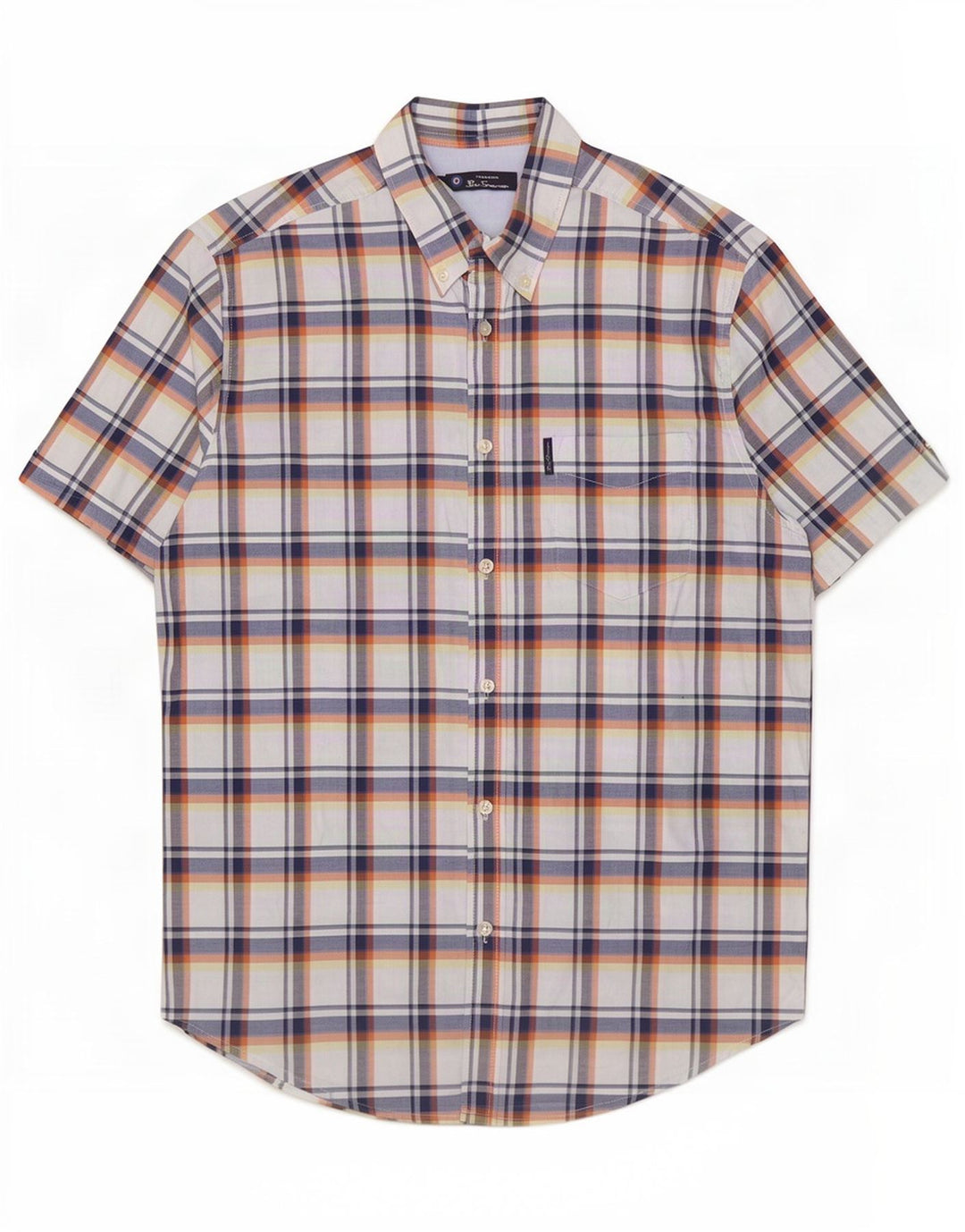 Мужская рубашка с коротким рукавом Ben Sherman, большая разноцветная клетка, хлопок