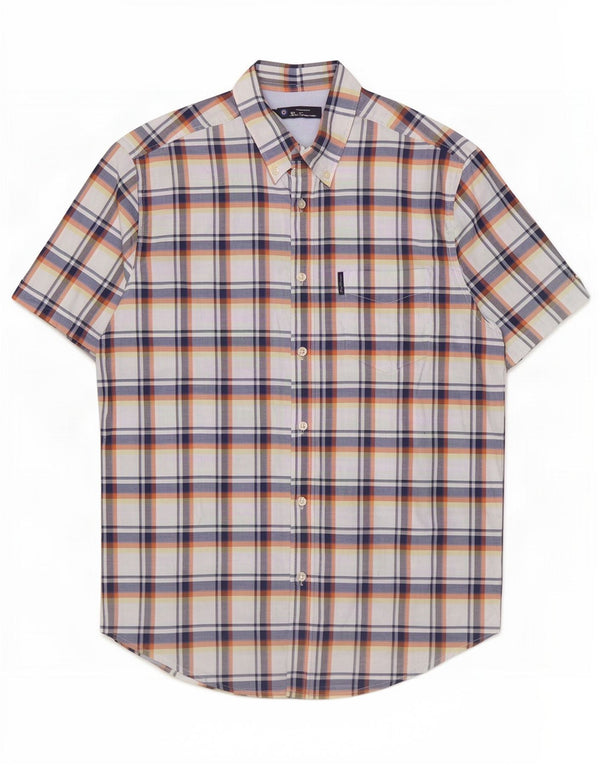 Мужская рубашка с коротким рукавом Ben Sherman, большая разноцветная клетка, хлопок