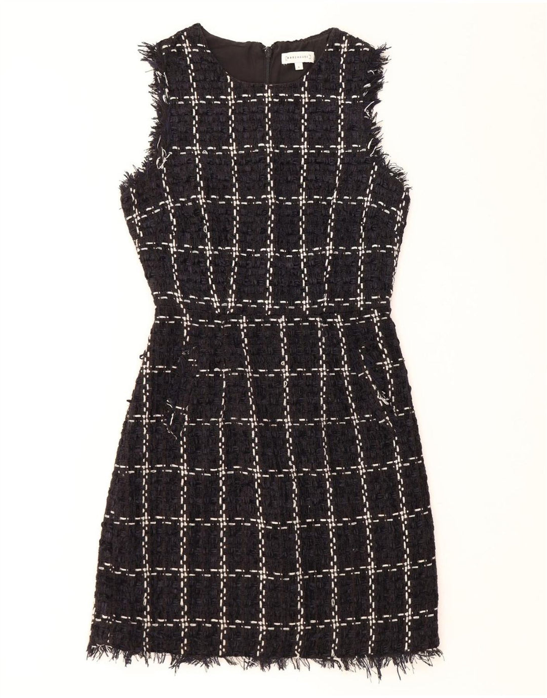 Женское платье-футляр без рукавов WAREHOUSE UK 8, маленькое темно-синее платье в клетку