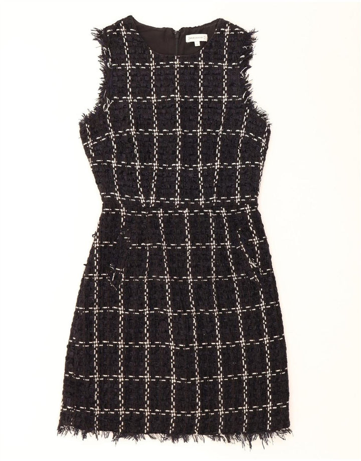 Женское платье-футляр без рукавов WAREHOUSE UK 8, маленькое темно-синее платье в клетку