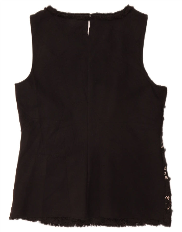 Женская блузка без рукавов J. CREW, топ UK 10, маленькая черная вискоза с цветочным принтом