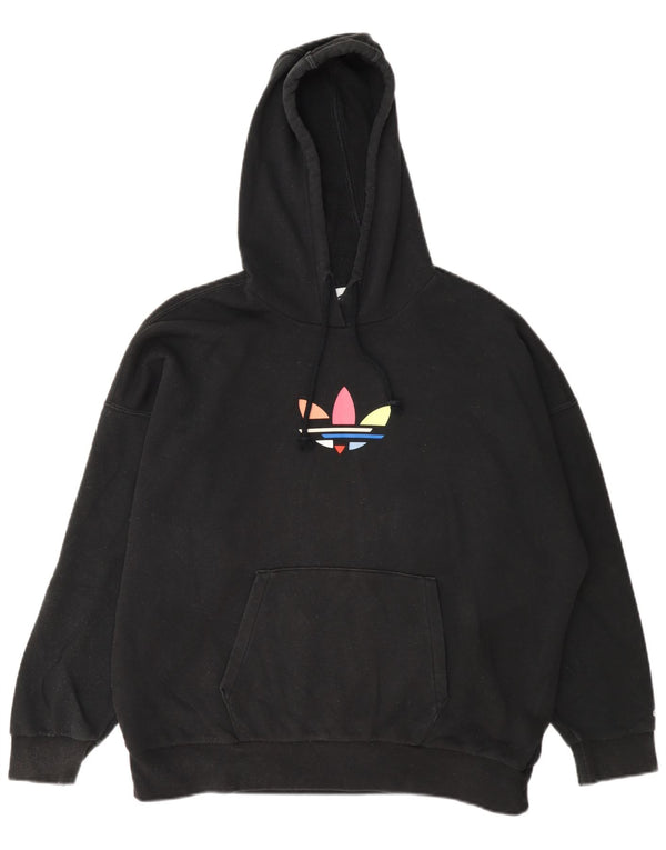 Женский джемпер с капюшоном Adidas Oversized с рисунком UK 4 XS, черный хлопок