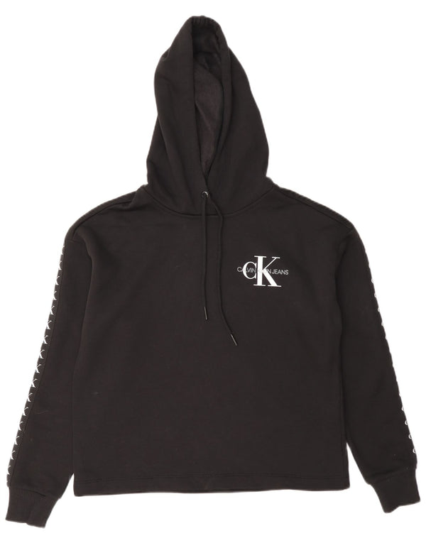 Calvin Klein Jeans Женский джемпер с капюшоном оверсайз с графикой UK 6 XS Черный