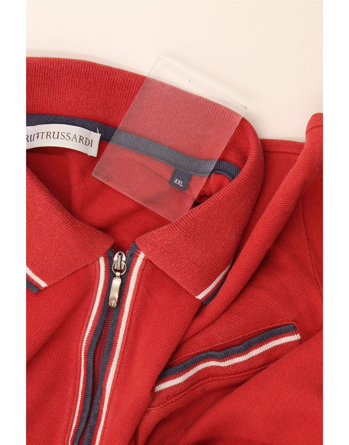 Мужская рубашка-поло Trussardi 2XL в красную полоску