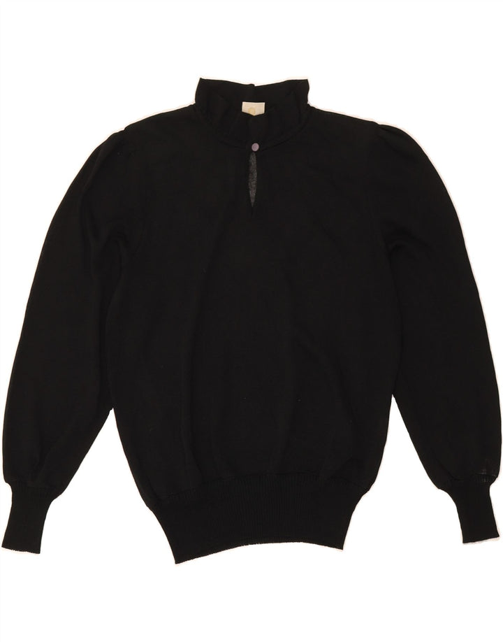 VINTAGE Womens Turtle Neck Jumper Sweater UK 12 Medium Black Vintage Vintage and Second-Hand Vintage from Messina Hembry 