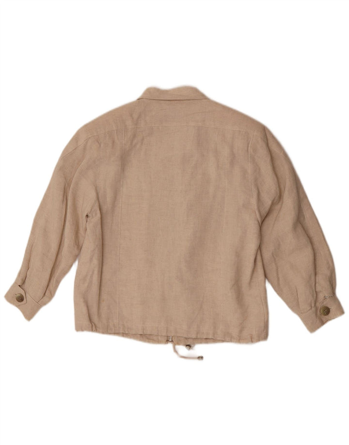 Винтажный женский бомбер оверсайз IT 34 2XS Бежевый лен