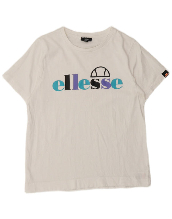 Футболка с рисунком ELLESSE для девочек, топ 12–13 лет, белый хлопок