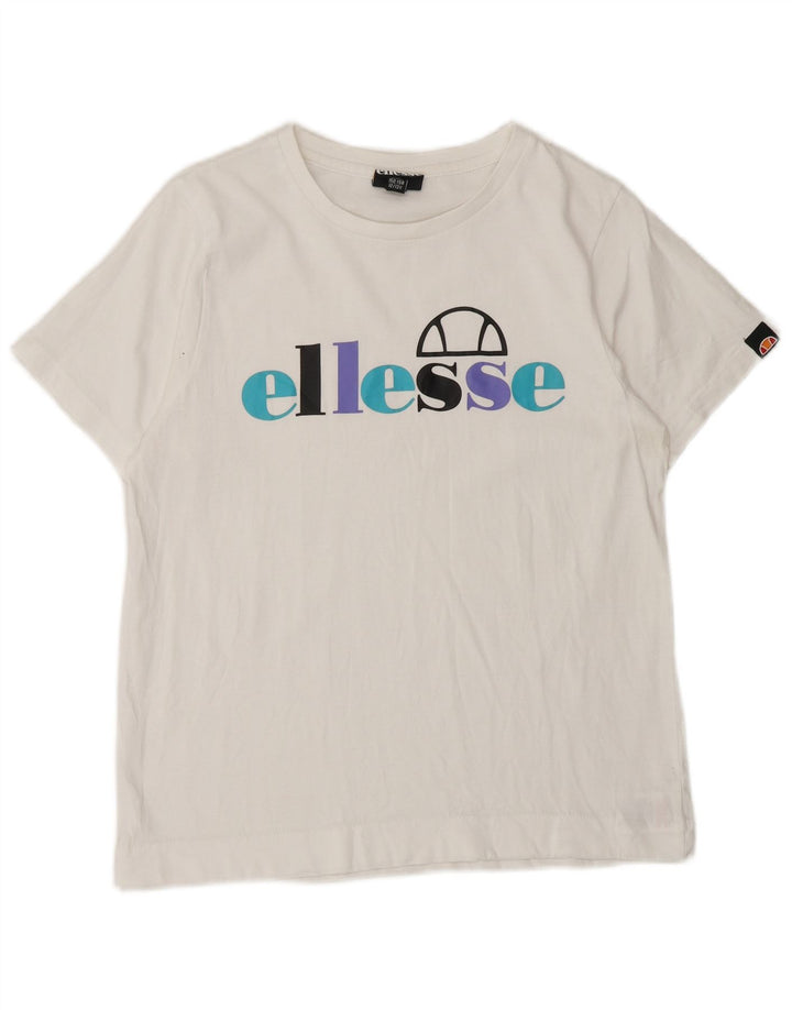 Футболка с рисунком ELLESSE для девочек, топ 12–13 лет, белый хлопок