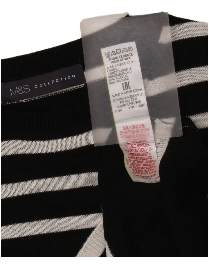 Женский джемпер с круглым вырезом Marks & Spencer UK 14, средний черный в полоску