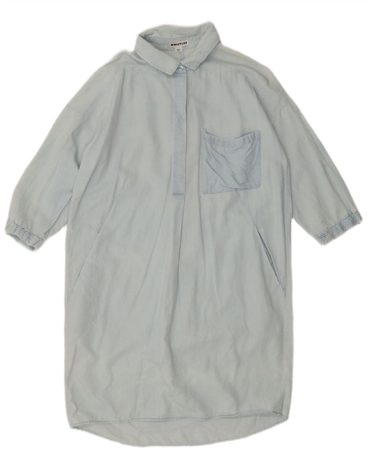 Женское платье-пуловер свободного кроя Whistles, маленькое синее хлопковое платье, Великобритания, 10 шт.