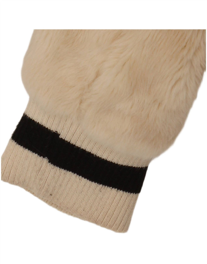 GUESS Женский бомбер из искусственного меха UK 14, средний бежевый, акрил с цветными блоками