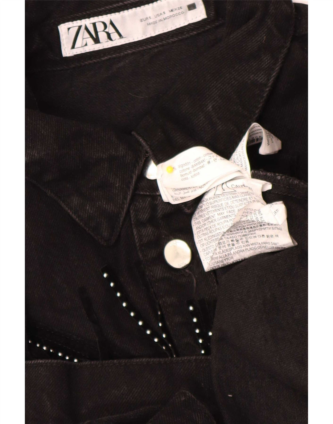 Женская джинсовая рубашка оверсайз Zara UK 10, маленькая, черный хлопок