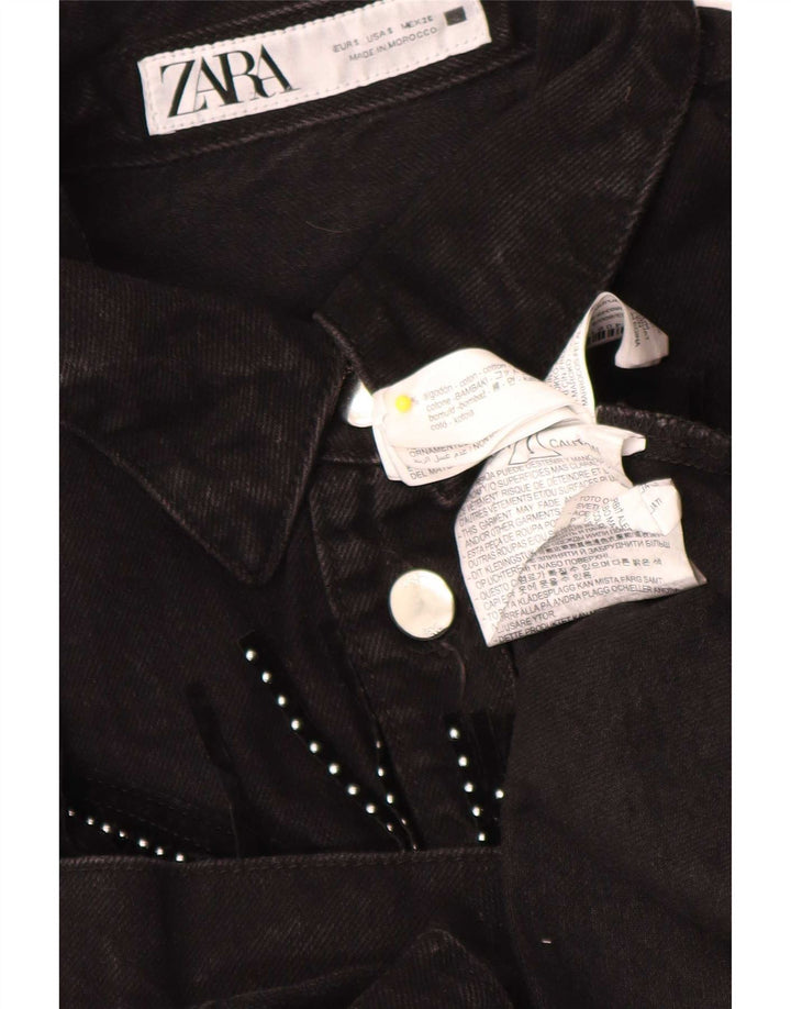 Женская джинсовая рубашка оверсайз Zara UK 10, маленькая, черный хлопок