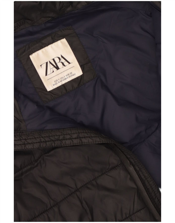 Мужская стеганая куртка с капюшоном ZARA UK 36, маленькая, черная