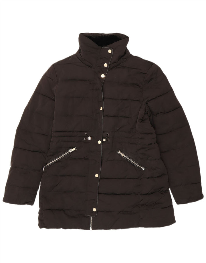 Женское стеганое пальто Zara UK 16, большое черное