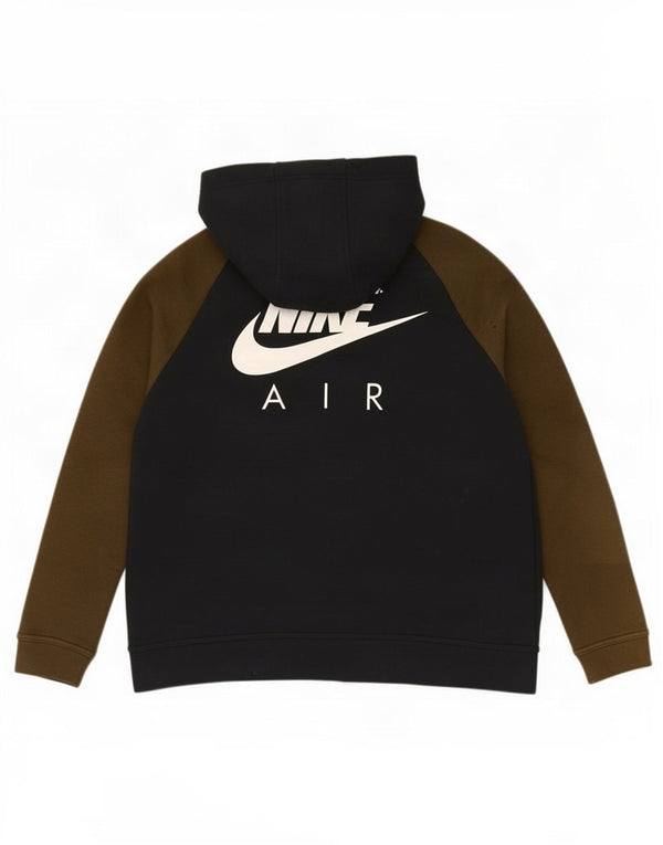Мужской свитер с капюшоном и молнией с графическим рисунком Nike, средний черный, хлопковый с цветными блоками