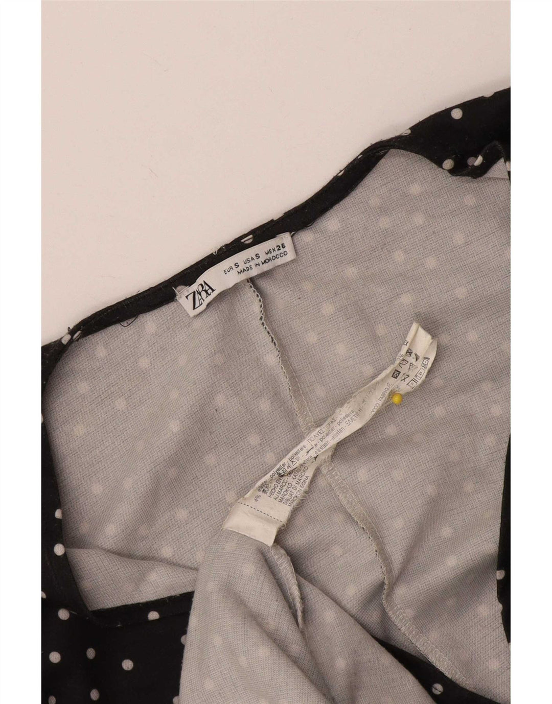 Женское платье-футляр Zara UK 8, маленькое черное из полиэстера в горошек