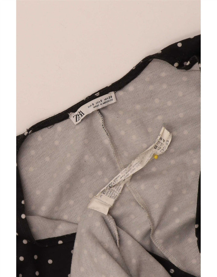 Женское платье-футляр Zara UK 8, маленькое черное из полиэстера в горошек