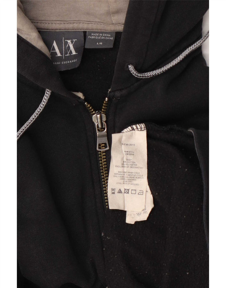 Мужской свитер с капюшоном на молнии Armani, большой черный, хлопковый