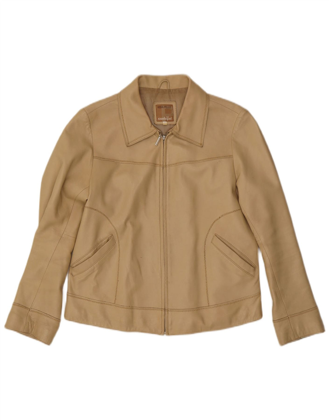 Женская кожаная куртка Conbipel IT 48 XL Бежевая кожа