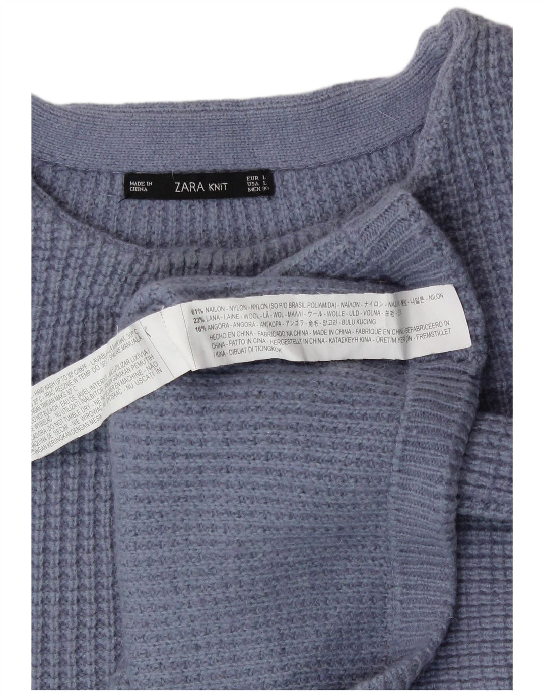 Женский джемпер с вырезом «лодочка» Zara UK 14, большой синий нейлон