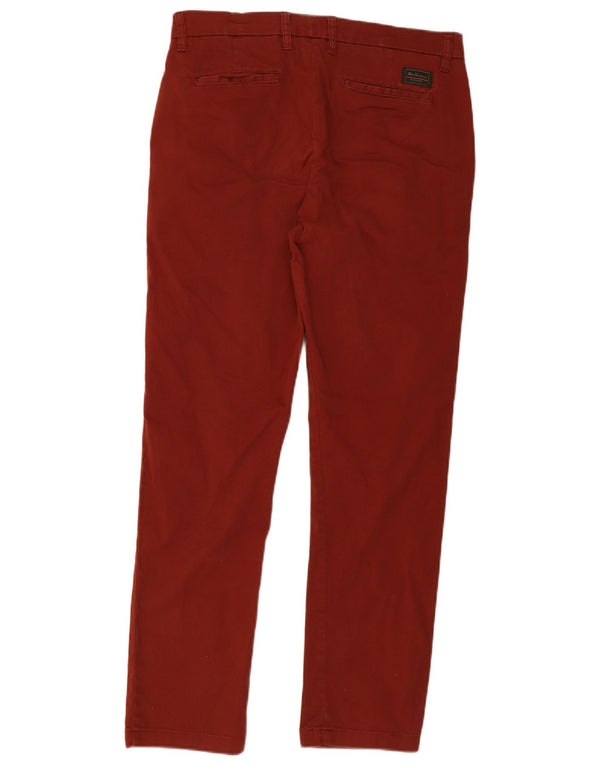 Мужские узкие брюки-чиносы Ben Sherman W34 L32, бордовый хлопок