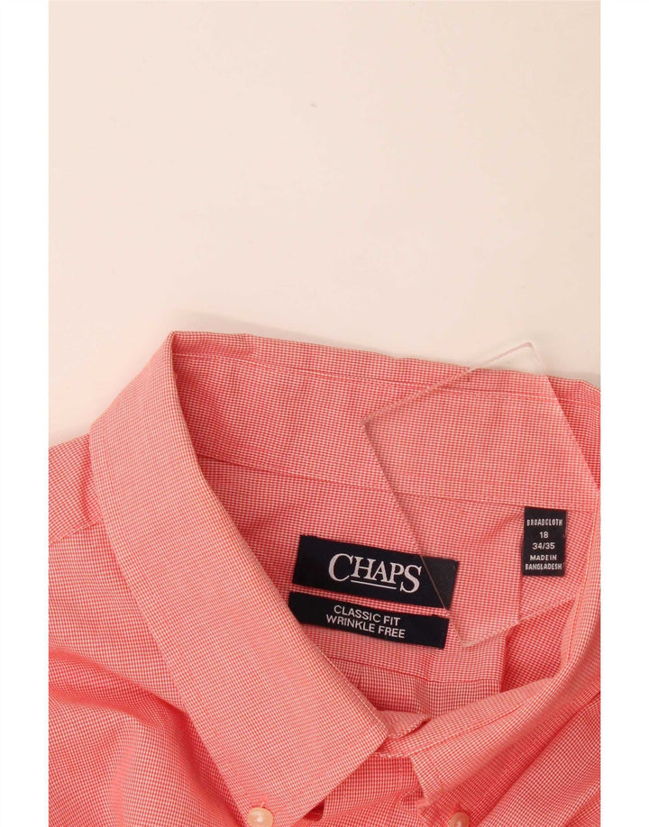 Мужская рубашка классического кроя Chaps, размер 18, 2XL, розовый хлопок с узором «гусиные лапки»