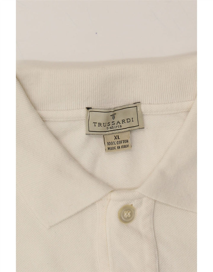 TRUSSARDI Mens Polo Shirt XL White Cotton Vintage Trussardi and Second-Hand Trussardi from Messina Hembry 