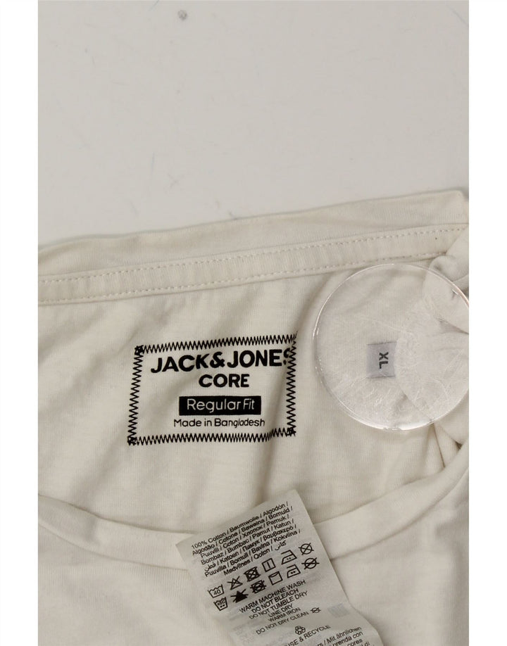Мужская футболка с рисунком JACK & JONES стандартного кроя, топ XL, белый хлопок