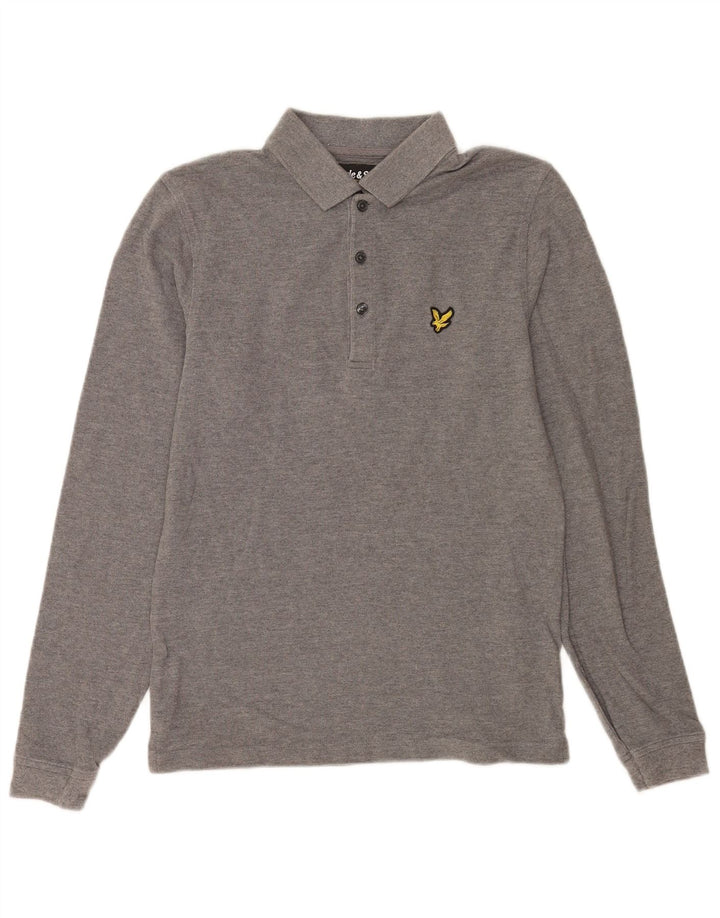 Мужская рубашка-поло с длинным рукавом Lyle & Scott, маленькая серая, хлопковая