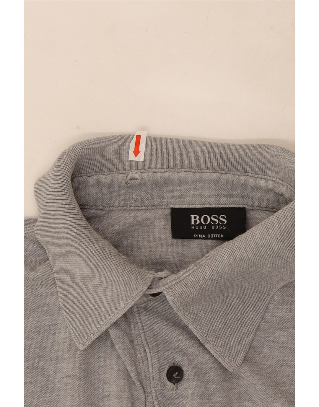 Мужская рубашка-поло Hugo Boss, хлопковая ткань среднего серого цвета с крапинками