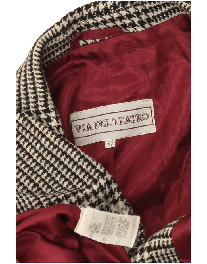 ВИНТАЖНЫЙ мужской пиджак на 2 пуговицах IT 52 XL, черный, шерсть с узором «гусиные лапки»