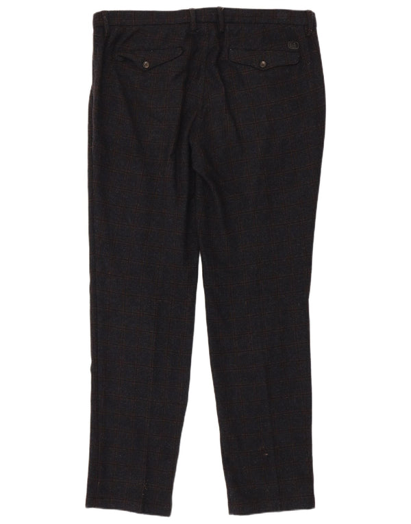 Trussardi Мужские прямые костюмные брюки W38 L33 Темно-синие в клетку