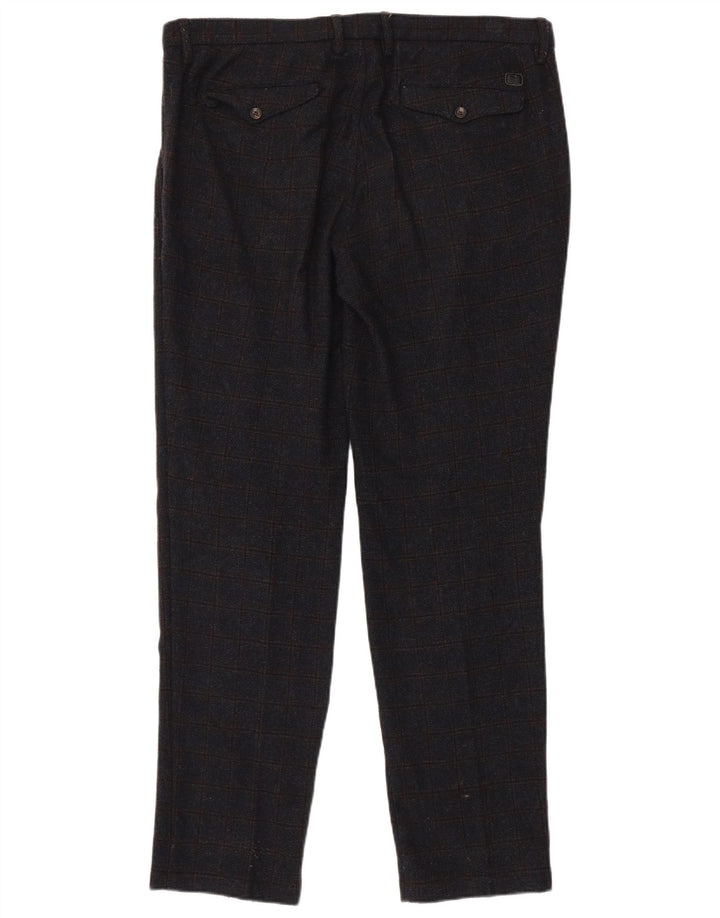 Trussardi Мужские прямые костюмные брюки W38 L33 Темно-синие в клетку