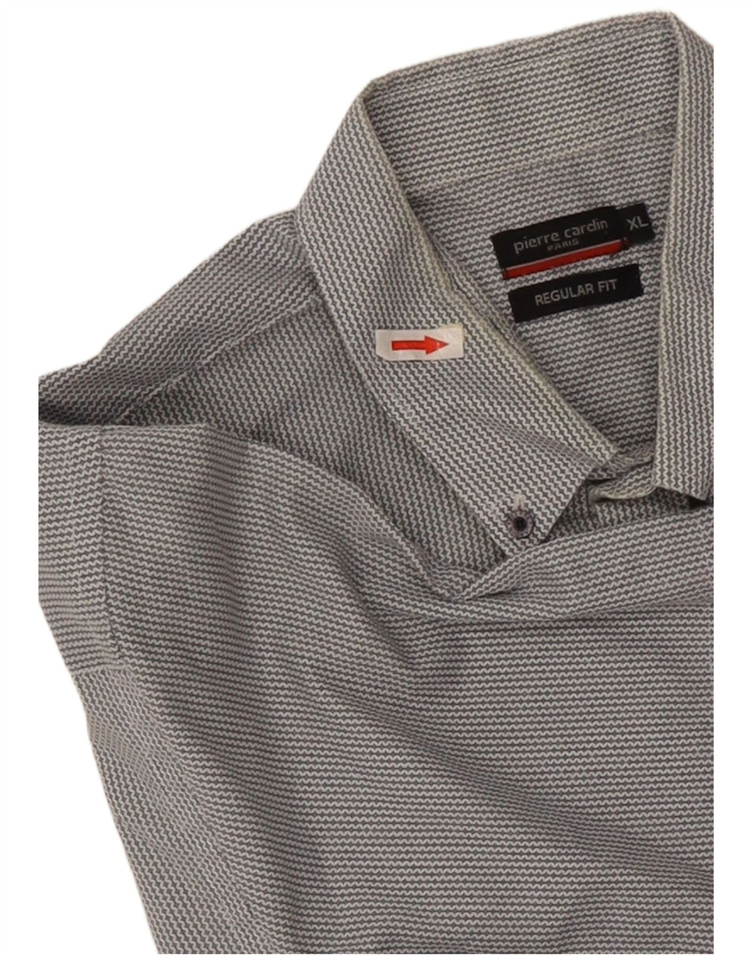 Мужская рубашка стандартного кроя с короткими рукавами Pierre Cardin XL, серая, с шевроном, полиэстер